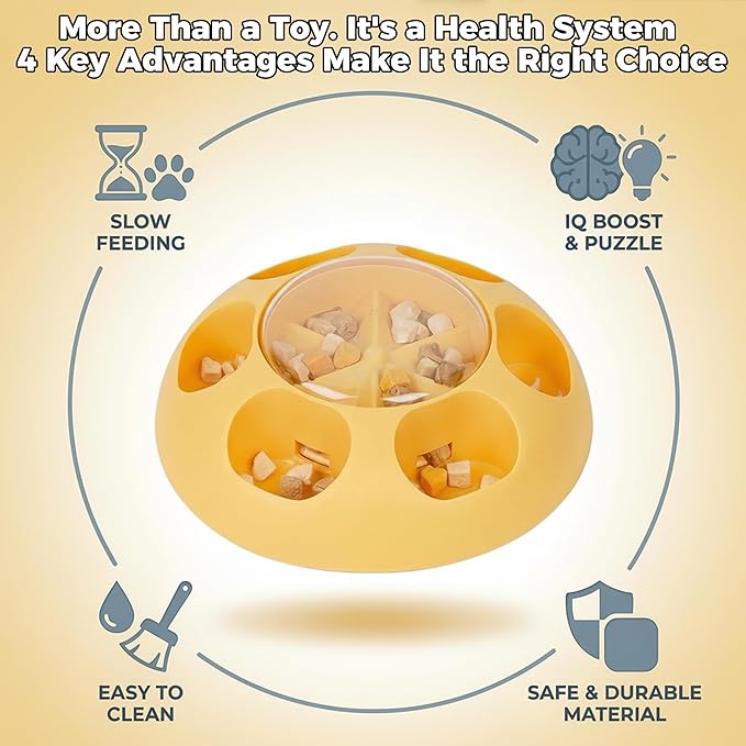 ABULL Interactive Dog Puzzle Toy - Simple Press to Get Treats, 2-in-1 Treat Dispenser & Slow Feeder for Healthy Eating, Keep Them Busy and Stop Boredom, Food-Grade & Easy-Clean for All Breeds