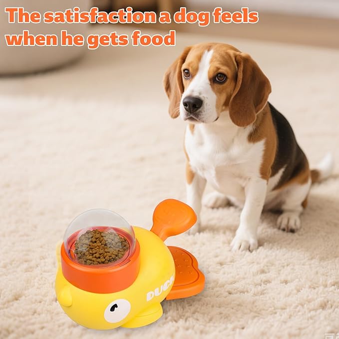 2-in-1 Dog Interactive Slow Feeder, Dog Food Puzzle Toy with 3 Outlet Sizes Replacement Heads Plastic Pet Cat Duck Frenchie Treat Dispenser Bowl for Protecting from Bloating IQ Training