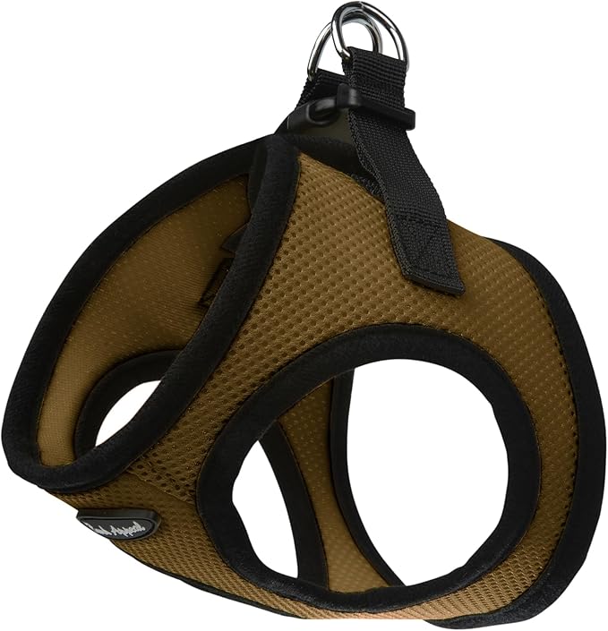 Bark Appeal Carmel Brown Step-in Dog Harness for Small to Medium Sized Pets – Updated Sizing, Re-Measuring is Essential – Soft Vest Harness – Anti-Choke with Adjustable Strap & Heavy Duty Clip – M