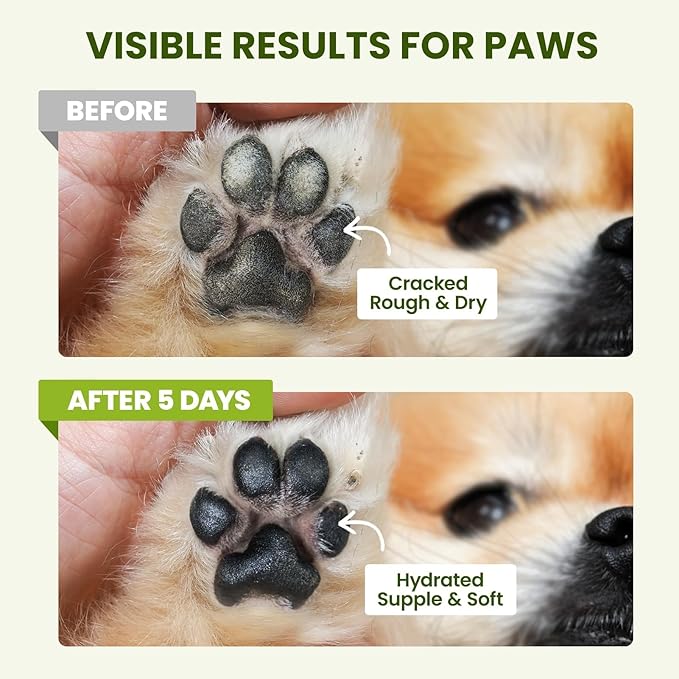 Lick-Safe Dog Paw & Nose Balm with Coconut Oil | Winter Snow, Road Salt & Cold Pavement Protector | All-Natural Moisturizer & Soother for Dry, Cracked Pads & Snout | Horse Hoof, Joint Care