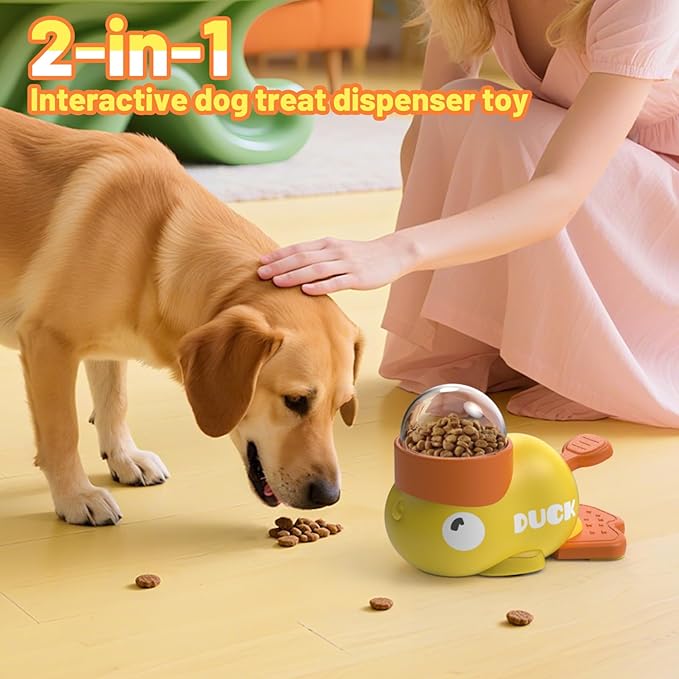 Dog Interactive Treat Dispenser Toy Food Puzzle Slow Feeder Duck-Shaped Dog Puzzle Feeders for Small Medium Dogs Cats IQ Training Reduces Bloating for Healthy Eating