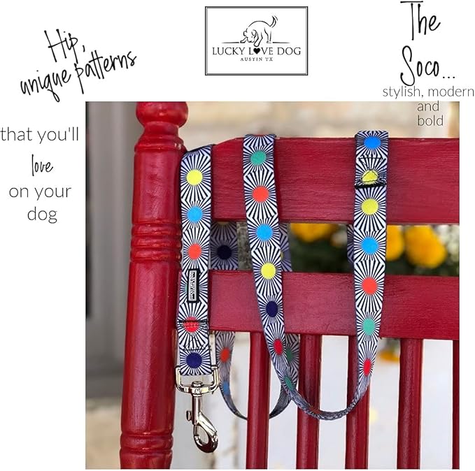 Lucky Love Dog, Adjustable Fun Style Martingale Collar for Dogs, Comfy & Bright Color, Premium No Slip Dog Collar - (Large, SOCO Mart)