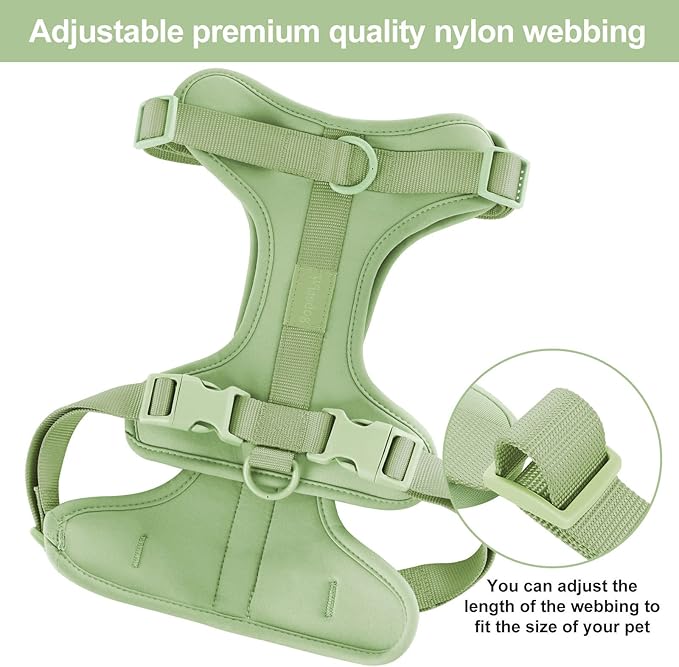 Wisedog No Pull Lightweight Dog Vest Harness with Soft and Comfortable Cushion, Breathable Mesh, for Small Medium Large Dogs Walking (XS(Neck: 7.48"-10.63";Chest: 10.63"-15.35"), Sage Green)