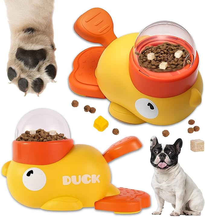 Duck Treat Dispenser, 2 in 1 Dog Food Dispenser Toy & Slow Feeder, Dog Puzzle Feeder, for IQ Training & Mental Enrichment, Durable and Safe for Small & Medium Dogs (2PCS)