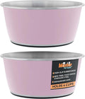 Master Pet Supply Stainless Steel Dog Bowls Set of 2 (32 Oz Each) with Non-Slip Rubber Base - Rose Quartz - Basic Dog Food Bowl Water & Food Bowls for Small Medium Large Dogs & Cats, Metal Dish
