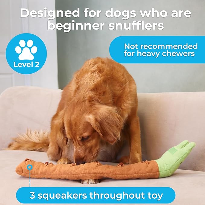 Dog Toys Plush with Squeaky & Treat Hiding Features - Mental Stimulation Enrichment Toy for Large Breed Dogs - Machine Washable Slow Feeder to Keep Dogs Busy，Snail Snuffle