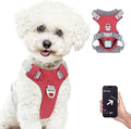 TagME No Pull Dog Harness with 2 Leash Clips,Lightweight & Visible for All-Day Walking,No Choke Pet Vest Includes AirTag Holder for Puppy,Melon Red