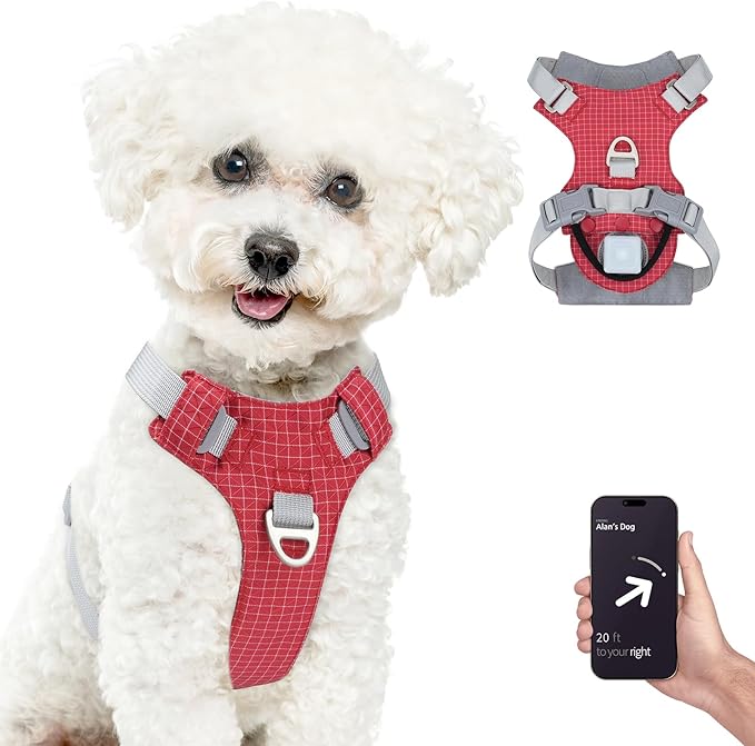 TagME No Pull Dog Harness with 2 Leash Clips,Lightweight & Visible for All-Day Walking,No Choke Pet Vest Includes AirTag Holder for Puppy,Melon Red