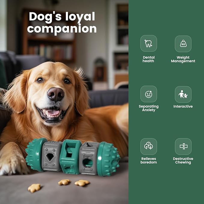 Gardner Pet Dog Puzzle Toys,Treat Food Dispensing Toy With Clean Teeth Protrusions,Durable Nylon Slow Feeder Enrichment Toys for Puppy/Small Dogs for Teething/Gaming/Training to Keep Them Busy,Green ﻿