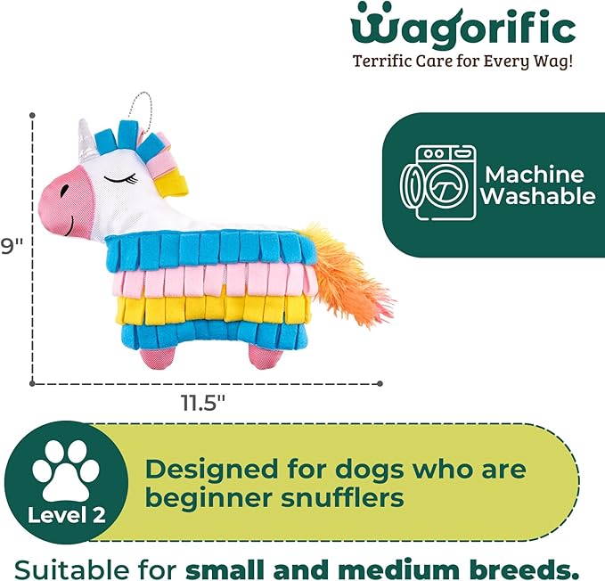 Snuffle Dogs Toys Plush Stuffed Puppy Toy No Squeaky Treat Hide for Medium, Small Dogs and Puppies Slow Feeder, Machine Washable, Pet Supplie Toys for Dogs to Keep Them Busy, Sunshine Rainbow Horse