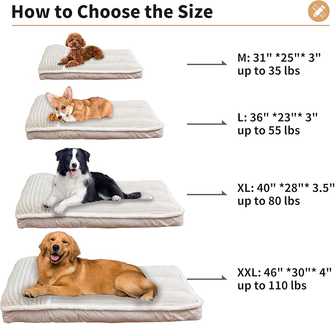 KHONSU PET Dog Bed with Pillow 3in Orthopedic Pad for Large Dogs up to 35 lbs Medium Waterproof Removable Cover Machine Washable for Medium Sized Dogs