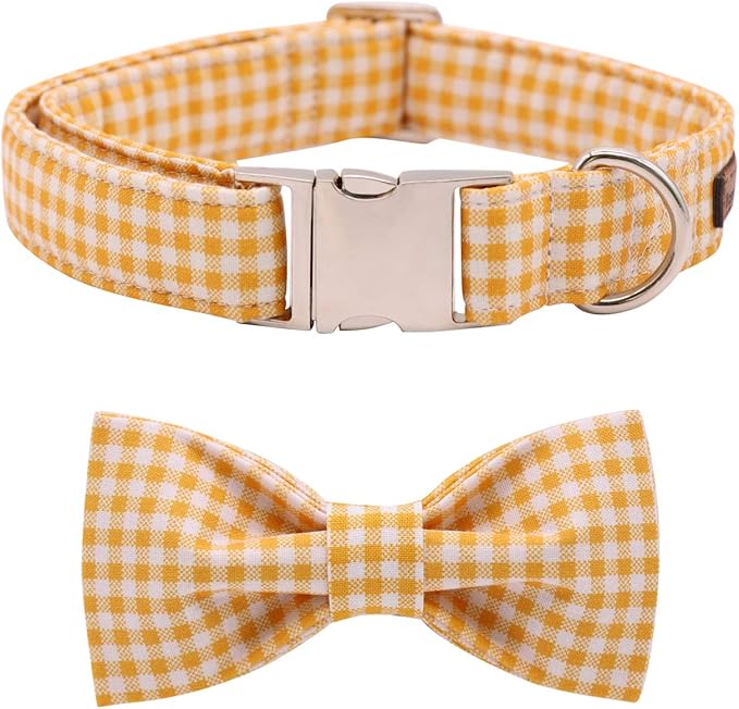 Lionet Paws Dog Collar with Bowtie, Durable Adjustable and Comfortable Collar for Medium Dogs, Neck 13.5-22in