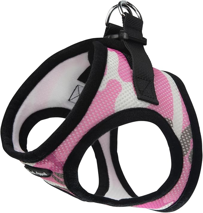 Bark Appeal Pink Camo Step-in Dog Harness for Extra Small Sized Pets – Updated Sizing, Re-Measuring is Essential – Soft Vest Harness – Anti-Choke with Adjustable Strap & Heavy Duty Clip – XXS