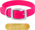 Regal Dog Products Large Pink Waterproof Dog Collars with Custom Engraved Name Plate | Vinyl Coated, Anti, Easy to Clean Personalized Biothane Dog Collar - Other Sizes for Small & Medium Dogs