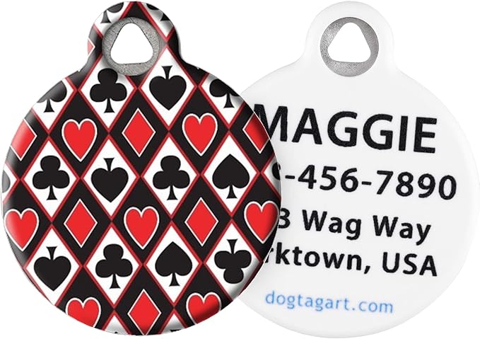 Dog Tag Art Hold Em Lupine Pattern Personalized Pet ID Tag for Dogs and Cats, Silent Polymer Coated Stainless Steel Nametag with Customized Identification Information, Large 1.25" Diameter