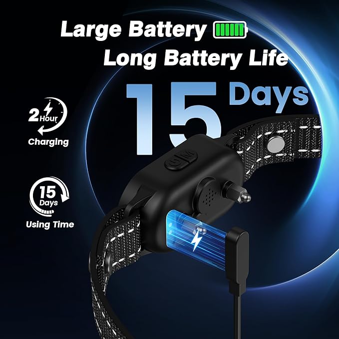 Dog Bark Collar, Rechargeable Smart Collar, with 4 Adjustable Modes Beep Vibration and 5 Adjustable Sensitivities, Bark Collar for Large Medium Small Dogs (Black)