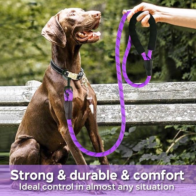 COOYOO Dog Leash 6 FT Heavy Duty - Comfortable Padded Handle - 1/2 inch Reflective Dog Leash for Medium Large Dogs with Poo Bag Dispenser