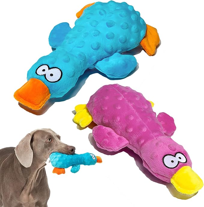 Adpartner Plush Crinkle Dog Toys, 2 Pack Dog Toy Duck Stuffed Squeaky Dog Toys for Small Medium Breeds to Keep Them Busy, Interactive Dog Squeaky Toy for Puppy Training and Reduce Boredom