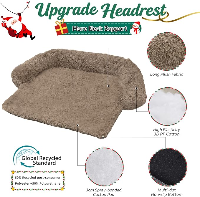GGIB Calming Dog Bed Christmas Throw Blanket Fluffy Plush Dog Mat for Furniture Protector Decoration Holiday Throw for Sofa Couch Cover for Large Medium Small Dogs Cats (Medium, Camel)