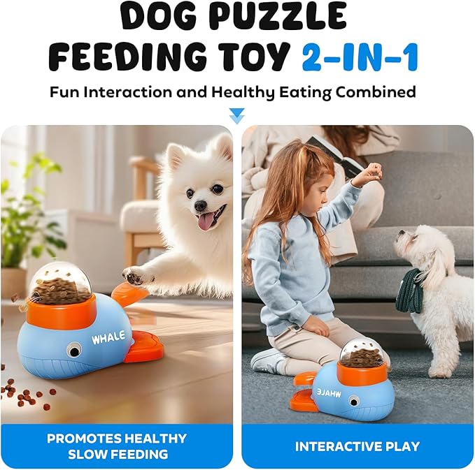 Interactive Treat Dispenser Dog Toys, Pet Food Puzzle Slow Feeder (Blue)