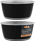 Master Pet Supply Stainless Steel Dog Bowls Set of 2 (32 Oz Each) with Non-Slip Rubber Base - Black Velvet - Basic Dog Food Bowl Water & Food Bowls for Small Medium Large Dogs & Cats, Metal Dish