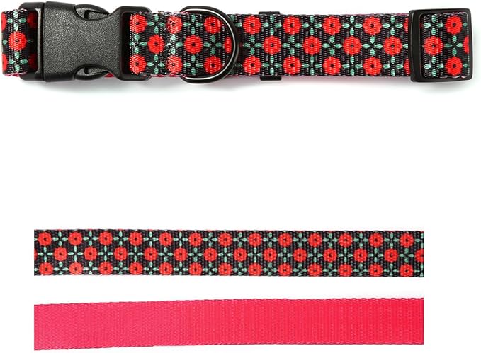Femal Dog Collars for Small Dogs - Safety Buckle Durable Light-Weight, Girl Dogs Collar for Small Dog Collar with Cute Patterns Soft Adjustable (Black, S)