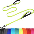 VIVAGLORY Twingrip Dog Leash, Double Handle Dog Leash for Training & Walking with Traffic Handle & 2 Loop, Traffic Control Reflective Heavy Duty for Puppy Pet, 6ft x 1/2in, Bright Yellow