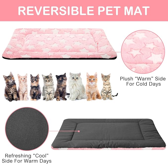 VitalCozy 4 Pcs Dog Crate Pads, Ultra Soft Warm Washable Anti-Slip Kennel Bed Mat for Pets, Reversible, Replaceable, Cozy Cage Liner for Small Medium Large Dogs and Cats(18 x 14 x 1.6 Inch,Colorful)