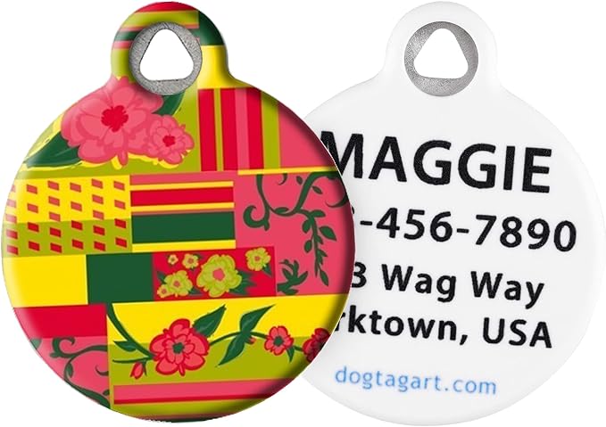 Dog Tag Art Lupine Pattern Flower Patch - Custom Pet ID Tag for Dogs and Cats