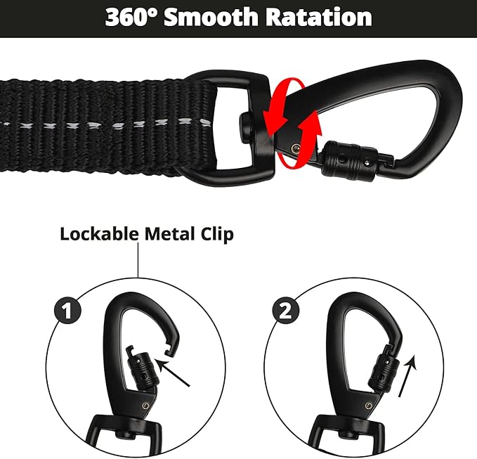 Long Dog Leash 25 FT: Heavy Duty Rope Leashes for Dogs Training with Swivel Lockable Hook Reflective Threads Bungee and Padded Handle - Dog Lead for Large Small Medium Dogs Outside Walking Hiking