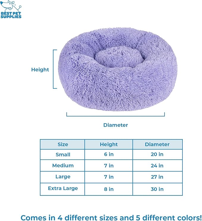 Best Pet Supplies Dog House Bed Crate Mat Tent Indoor Round Soft Plush for Small, Medium, and Large Breeds - Lavender, 30 x 30 x 8