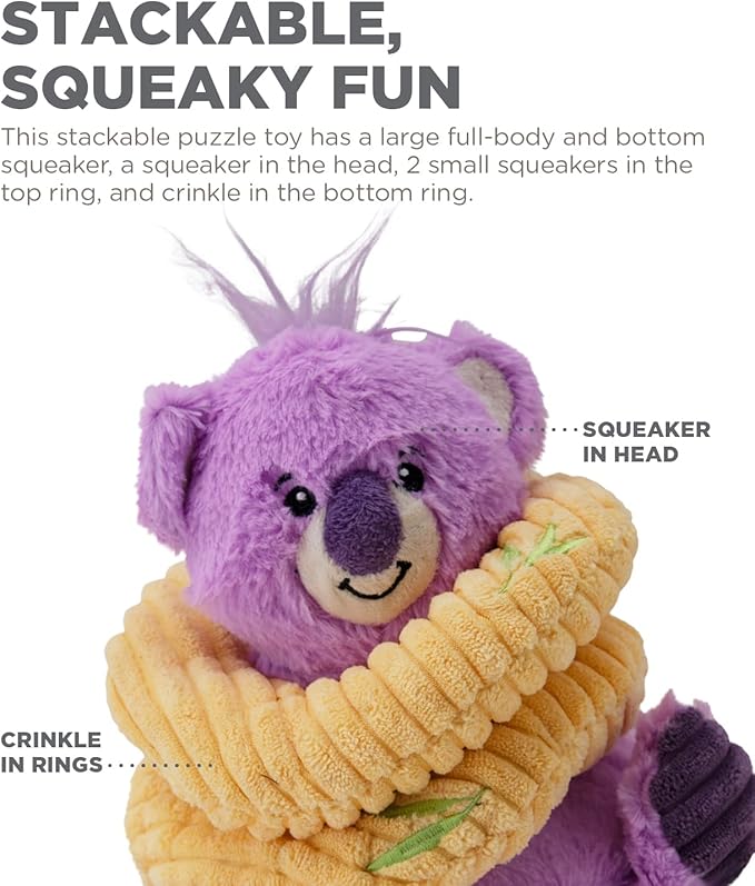 Charming Pet Ringamals Koala Interactive Plush Dog Toy Puzzle Medium
