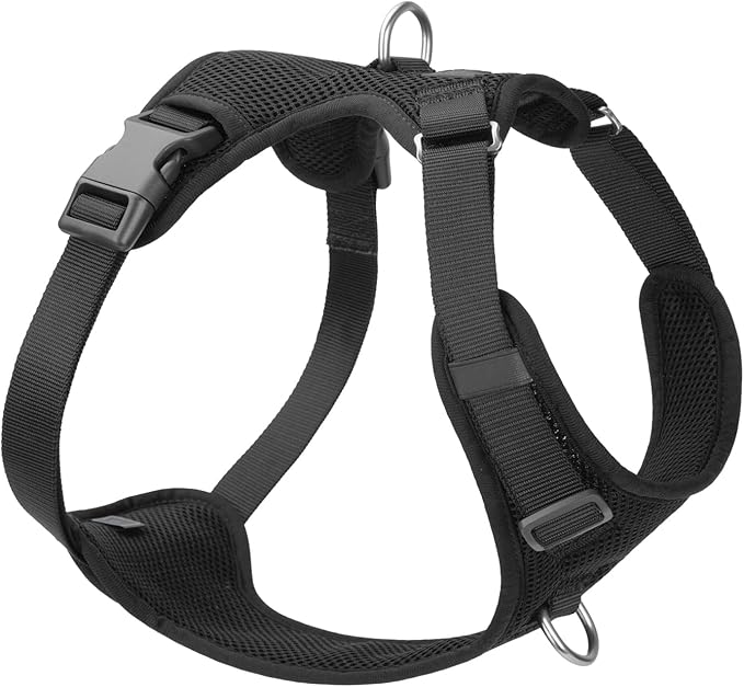 No Pull Dog Harness for Small Medium Large Dogs - Adjustable 2 Layer Mesh Dog Vest with Dual Clip, Escape Proof, Quick Release, Lightweight Breathable Mesh for Walking Hiking (Black,L)