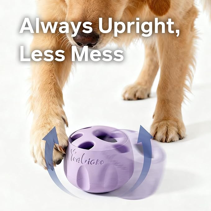 Dog Toy & Frozen Treat Tray - Compatible with Refill Pops, Freezable Fillable Rubber Dog Toys for Boredom, Reduce Anxiety, Dog Enrichment Puzzle Toy for Medium Large Dogs >25 lbs (Purple)