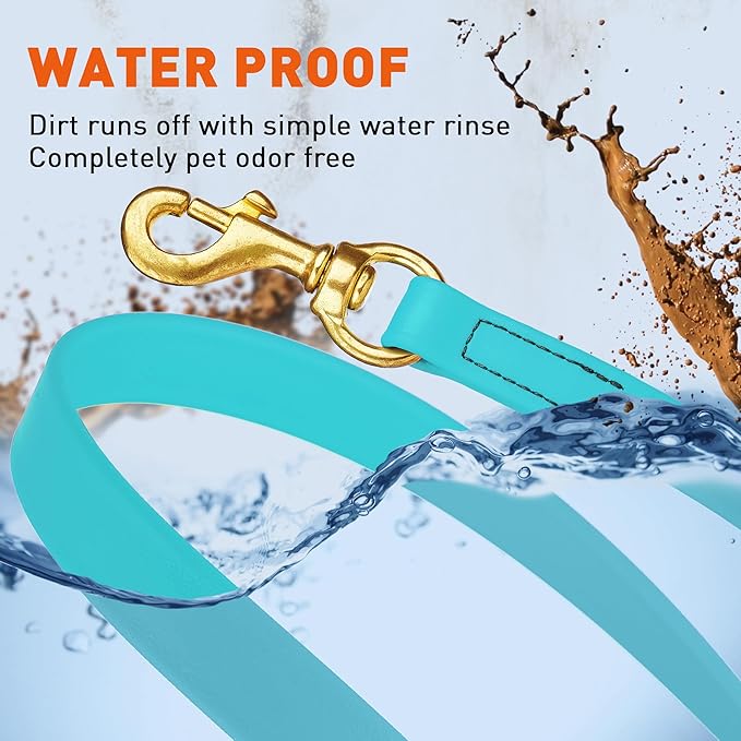 Viper K9 Biothane Working Dog Leash Waterproof Lead for Tracking Training Schutzhund Dog Sport & Search - Odor-Proof Long Line with Solid Brass Snap for Puppy Medium Large 3/4" x 10ft Sky Blue