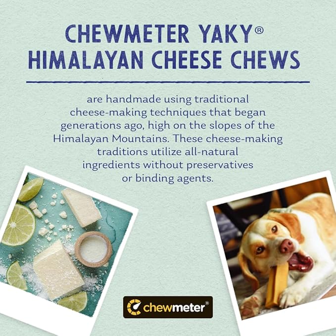 Chewmeter Himalayan Yaky Cheese Chew, 100% Natural, Long Lasting, Gluten Free, Healthy & Safe Dog Treats, Lactose & Grain Free, Protein Rich, Stain Free, Medium, For Dogs 35 Lbs & Under, 2.3 oz