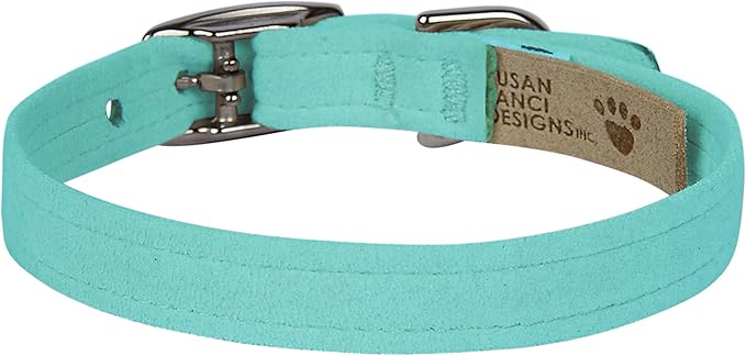 Susan Lanci Designs Ultrasuede Premium Dog Collar, Tiffi Blue, Large