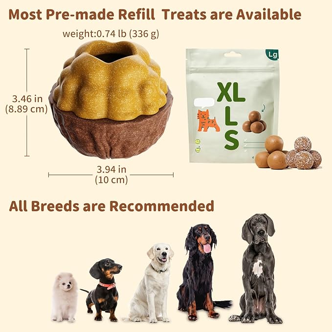 Interactive Dog Toys for Aggressive Chewers, /No Oil Needed/Smooth Screwing Frozen Treat Freezable Dog Puzzle Treat Dispensing Toy to Keep Them Busy for Small Medium Large Breeds
