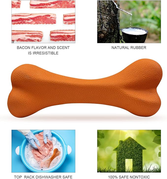 Dog Toys for Aggressive Chewers Dog SuperChewy Tough Dog Bone Toy for Large Medium Dogs Breed Strong Natural Rubber