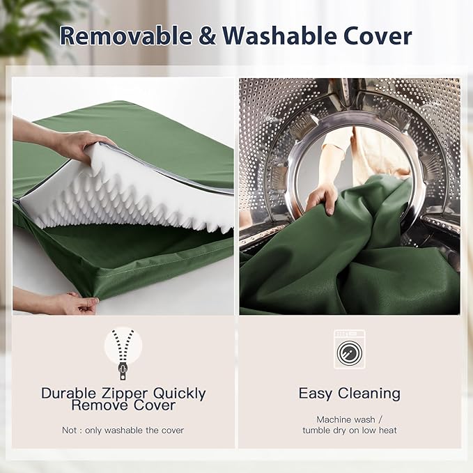 BFPETHOME Outdoor Dog Bed for Large Dogs, Waterproof, Orthopedic with Removable Washable Cover, Egg Crate Foam - 30 x 20in, Green