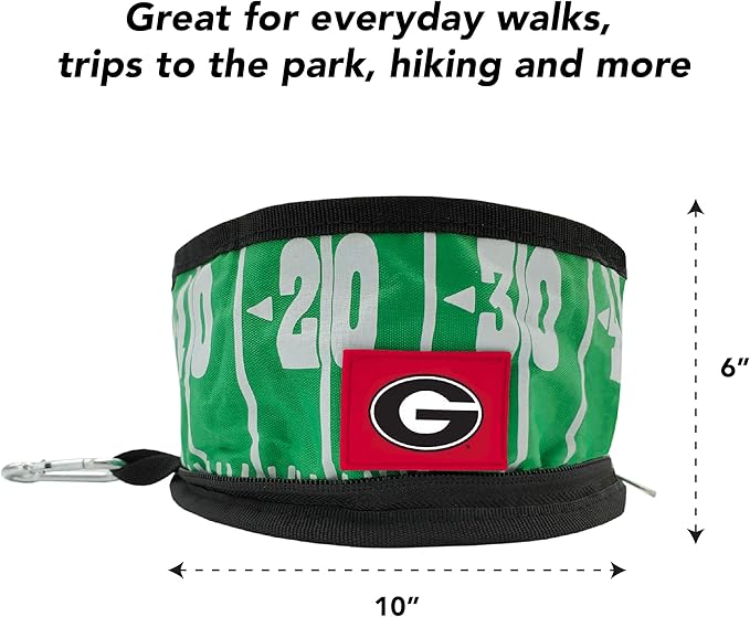 Pets First NCAA Georgia Bulldogs Collapsible Dog Travel Bowl Set, 2 Pack Food & Water Bowls for Dogs, Best Portable & Lightweight Leak-Proof Dog Bowls for Travel