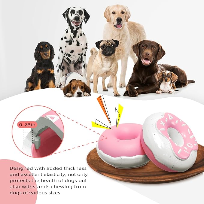 Squeaky Donut Dog Toy for Aggressive Chewers，Doughnut Shaped Dog Chewing Toy with a Creamy Aroma，for Aggressive Chewers Medium Large Breed，Indoor and Outdoor Toys for Dogs