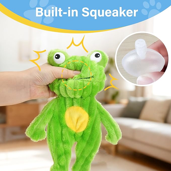 Prime Pets Dog Toys, 5 Pack, Plush Dog Squeaky Toys, No Stuffing Bodies, Crinkle Animals Pet Toy for Small Medium Large Dogs, Puppy Chew Toy to Keep Them Busy