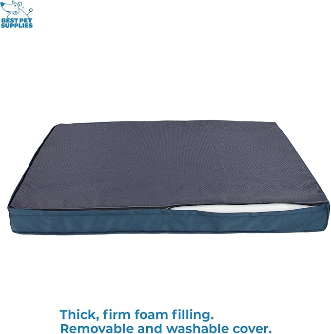 Best Pet Supplies Dog House Bed Crate Mat Tent Indoor Round Soft Plush for Small, Medium, and Large Breeds - Blue, 41 x 29 x 4