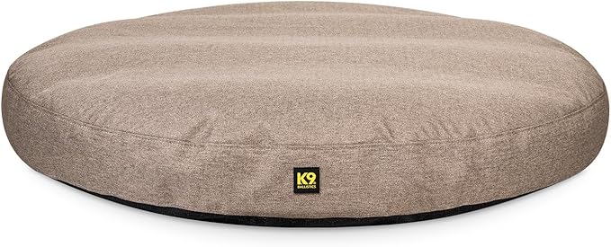 K9 Ballistics Tough Round Nesting Pillow Dog Bed - Removable Cover, Washable, Durable & Water Resistant Indoor/Outdoor Bed for Medium Breeds - M, Taupe Premium Finish