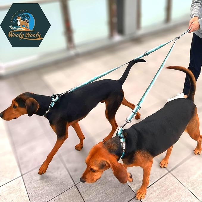 6in1 Multifunctional Dog Leash, Hands Free Dog Leash, Adjustable Length 6'7", Forest Print, (S/M)-Width 3/4", for Small and Medium Dog