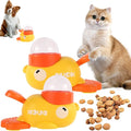 Duck Cat Treat Dispenser - Cat Treat Dispenser Toy Interactive with Button & Clear Treat Window, Food Puzzle Slow Feeder Toys Forcats and Small Medium Dogs, IQ Training and Boredom Relief (2Set)
