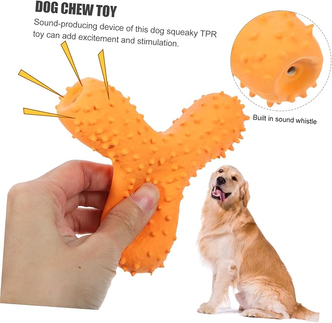 Interactive Dog Chew Toy with Unique Shape Squeaky TPR Design for Engaging Play Safe for Dogs Promotes Teeth Grinding and Cleaning for Outdoor Fun