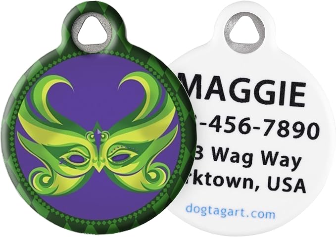 Dog Tag Art Big Easy Lupine Pattern Personalized Pet ID Tag for Dogs and Cats, Silent Polymer Coated Stainless Steel Nametag with Customized Identification Information, Small .875" Diameter