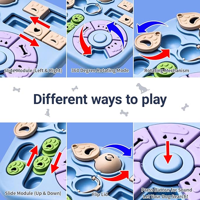 Dog Puzzle Toy for Mental Stimulation for Dogs – Interactive Cognitive Puzzle Toys for Smart & Beginner Dogs, Treat Dispensing Dog Enrichment Slow Feeder